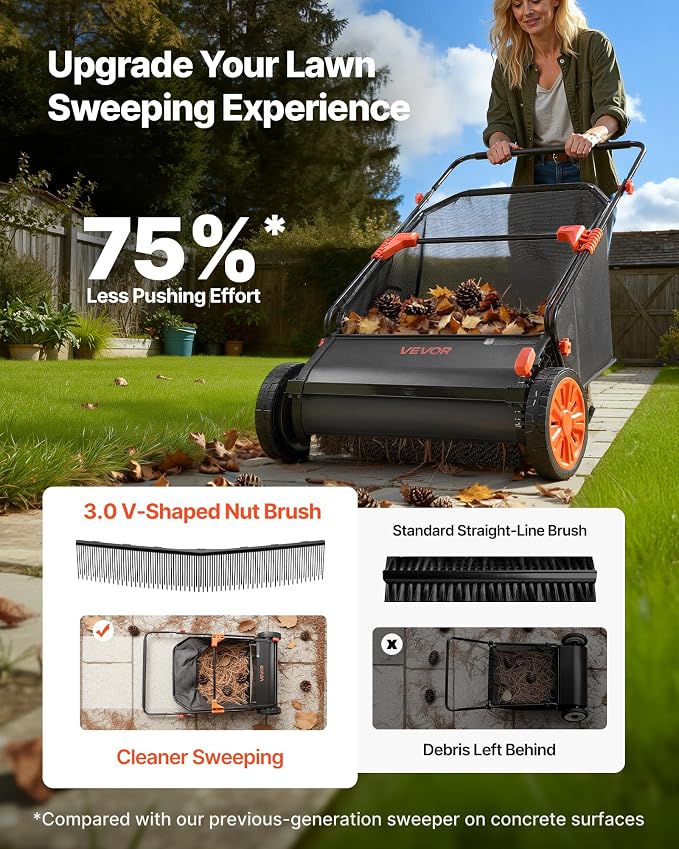 VEVOR 3 Packs Lawn Sweeper Brush Replacement, Compatible with VEVOR 26 in Lawn & Leaf Collector Sweepers, Yard Sweeper Brush Paddle with Durable V-Shaped Bristles for Easy Grass Leaf Cleanup | Compatible with Our 26 in Lawn & Leaf Collector Sweepers, D...