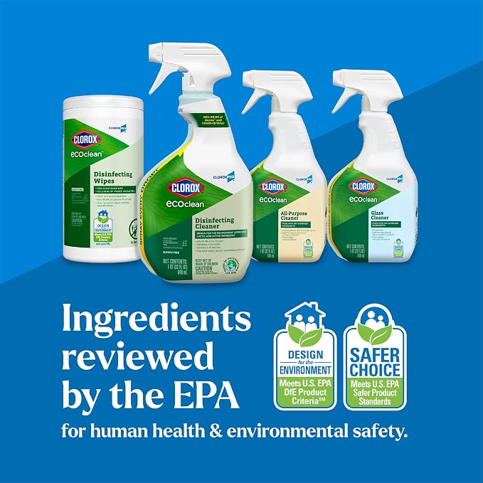 CloroxPro Clorox EcoClean Disinfecting Cleaner Spray Bottle, 32 Fluid Ounces, Pack of 9 (Package May Vary)