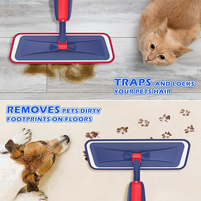 Spray Mops for Floor Cleaning: Wet Mops Floor Mop with 2 Refillable Bottles | 4 Washable Pads for Swiffer PowerMop, 360° Swivel Head, Commercial Dust Mop Reusable for Hardwood Wood Laminate Ceramic Tiles