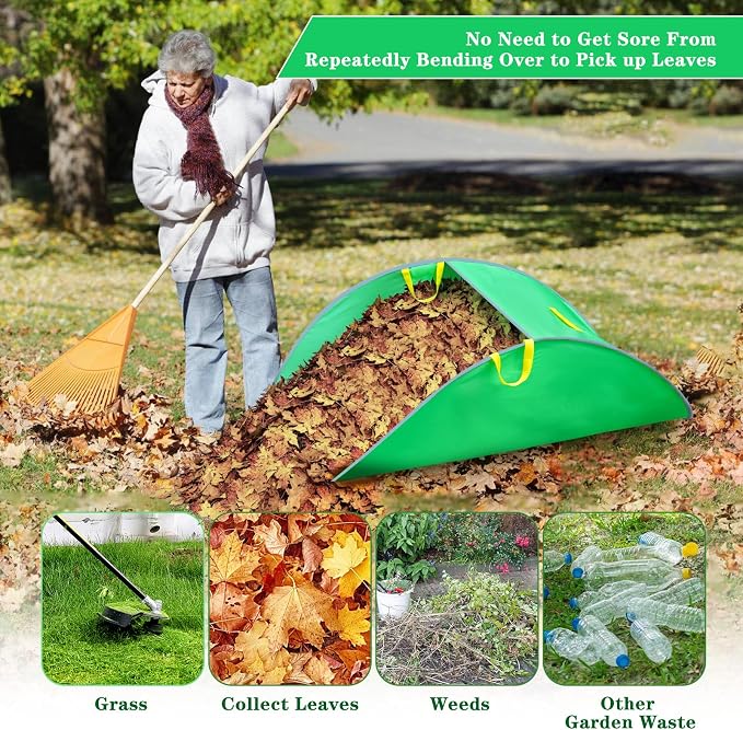 Tryly Leaf Collector, Foldable Leaf Bags, Portable Pop Up Lawn and Leaf Collector, Patent Number D1005635, Reusable Yard Garden Bags for Leaves Lawn Trash