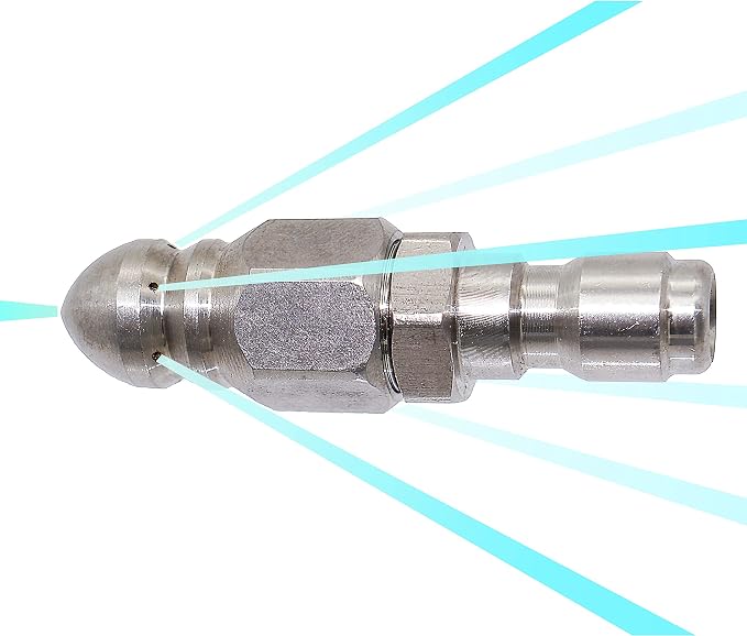 MIZORLIE Pressure Washer Sewer Jetter Nozzle Stainless Steel，2 Sets | Mini Compact Durable Sewer Jetter Nozzle, 1/4'' Quickly Connector, 5000 PSI