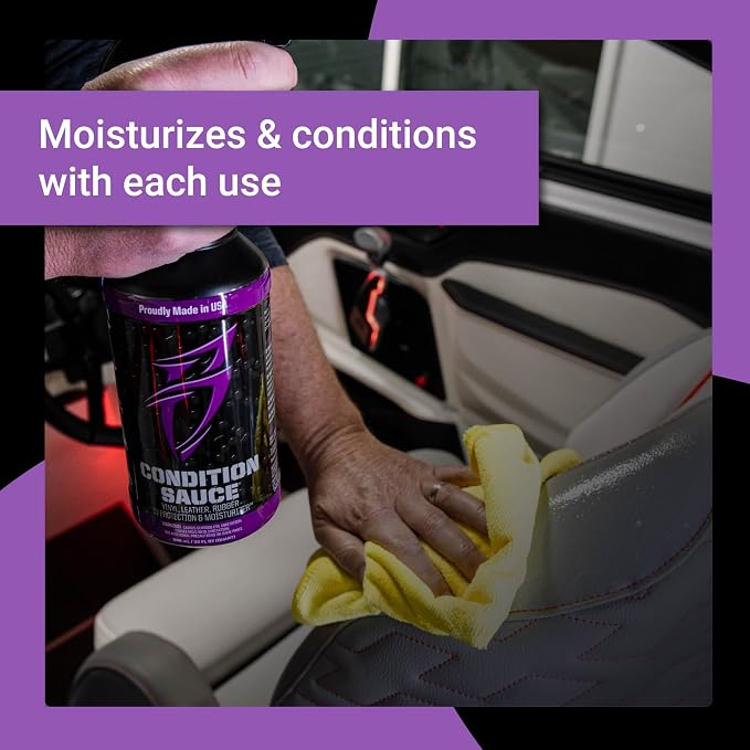 Bling Sauce Condition Sauce Interior Moisturizer & UV Protectant, 1 Gallon | UV-blocking boat interior moisturizer helps prevent fading, cracking and discoloration on vinyl, leather, rubber and plastic