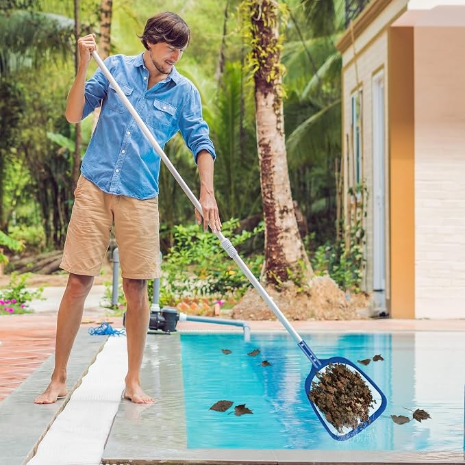 Sunnyglade Swimming Pool Cleaner Supplies/Professional Heavy Duty Pool Leaf Rake Fine Mesh Frame Net/Cleaning Leaf Skim Net (16.8x10.5in)