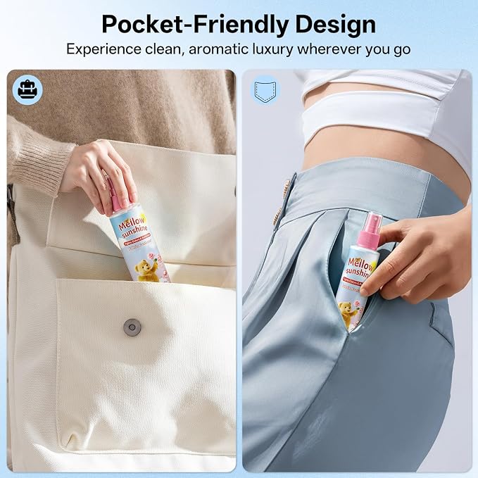 Fabric Freshener Odor Eliminator Spray, Travel Size, 5.07 oz 2 Pack | Alcohol-Free, Kids & Pets Safe, No Water Stains, Leakproof Travel Bottle, Freshens Clothes & Linens, Long-Lasting Rose Scent