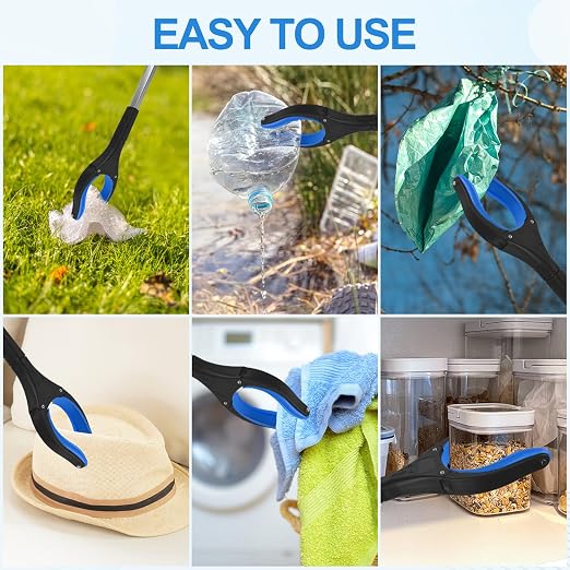 4 Pack 32 Inch Commercial Trash Grabber for Elderly Assist, Heavy Duty Lightweight Reacher with Ergonomic Handle & Non-Slip Grip, Multi-Use Outdoor Home Garden Cleanup Mobility Aid Tool