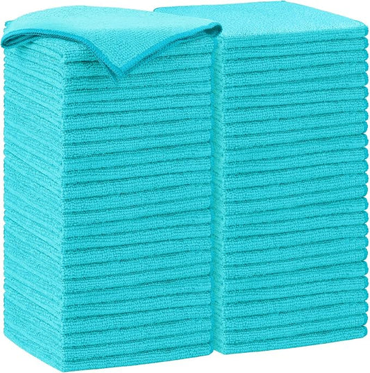 AIDEA Blue Microfiber Cleaning Cloth-50PK, Cleaning Rags 12"x 12" Absorbent | Microfiber Towels for Cars Lint Free, Reusable Microfiber Rags, Shop Towels Dish Rags for Kitchen/Home Cleaning Supplies