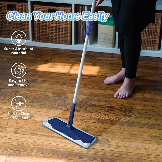 3 Pack Microfiber Mop Pads Replacement for Wet/Dry Mops Floor Cleaning Reusable Mopping Pads Refills for Spray Mops Compatible with Bona Floors Care System and Any Microfiber Flat Spray Mop
