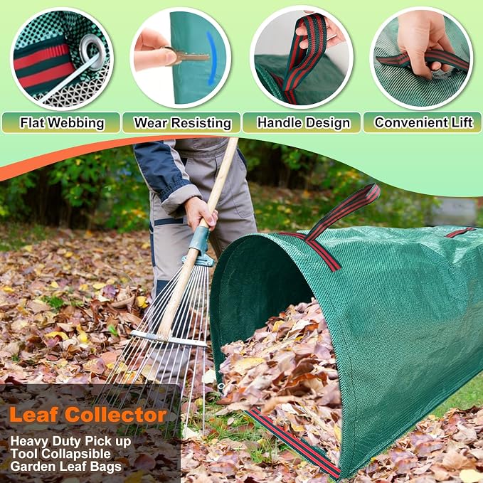 72 Gallon Leaf Collector, Reusable Leaf Bag, Dustpan-Type Yard Garden Bag | Heavy Leaf Pick up Tool Collapsible Lawn and Leaf Bag, Garden Yard Waste Container for Leaves, Lawn Debris, Grass Clippings