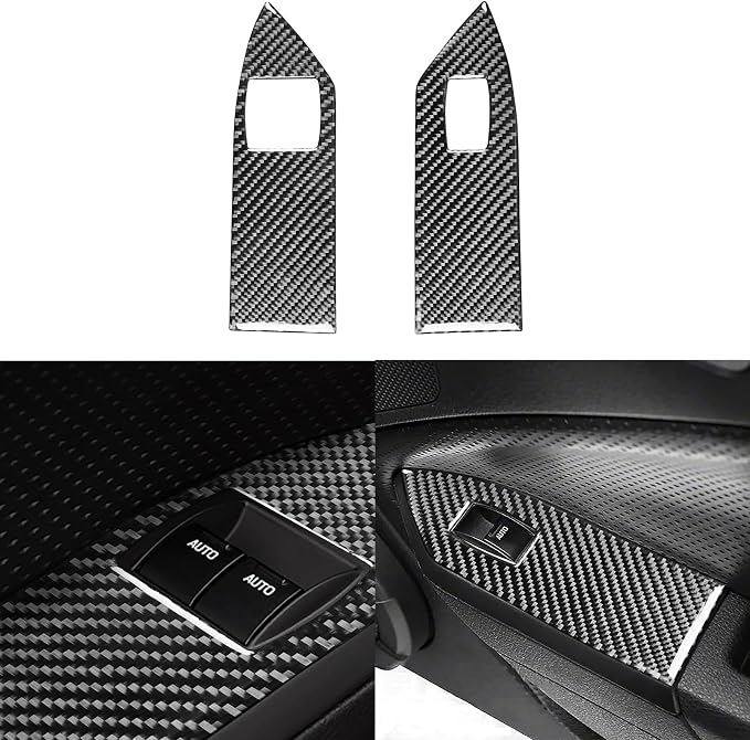 Real Carbon Fiber Trim for Ford Mustang GT Shelby Accessories | for 2005 2006 2007 2008 2009，Window Lift Panel Cover，Thick Overlay Sticker Decal，Type-A
