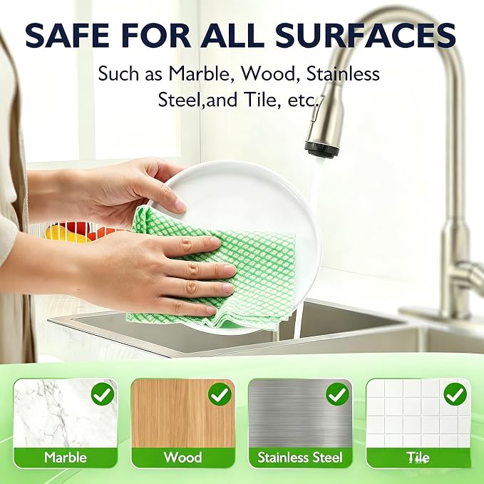 60 Pack Disposable Dish Cloths for Kitchen, Durable Cleaning Wipes | Short-term reusable cleaning cloths for bathroom & daily Cleaning (Green)