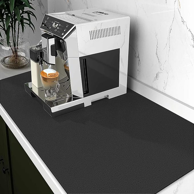 WISELIFE Dish Drying Mat Super Absorbent Drying Mat Large Dish Drying Mats for Kitchen Counter Easy Clean Dish Mat Kitchen Drying Mat18"x 28" Classic Black