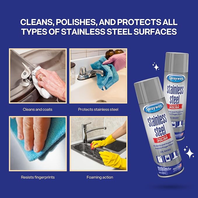 Stainless Steel Cleaner Bundle. Includes Two-15 Oz Stainless Steel Cleaner and Polish with Microfiber Cloth