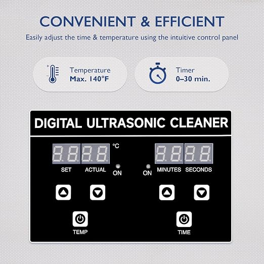 CREWORKS Professional Ultrasonic Cleaning Machine, Ultrasonic Machine with Heater & Timer, Digital Jewelry Ultrasonic Cleaner for Cleaning Denture Dental Oral Irrigator Parts Retainer Glasses, 1.8L