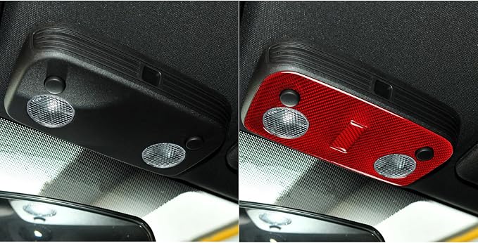 Real Carbon Fiber Trim for Ford Mustang Accessories | for 2009 2010 2011 2012 2013 2014 Reading Lamp Cover Light Panel Interior Thick Overlay Decal 2PCs