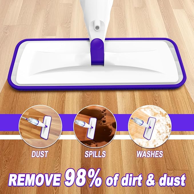 Spray Mops for Floor Cleaning: Wet Mops Refillable Floor Mop with Sprayer | 5 Microfiber Washable Pads for Swiffer Power Mop, Dust Dry Mop Multi-purpose, for Hardwood Tile Wood Laminate Vinyl Marble