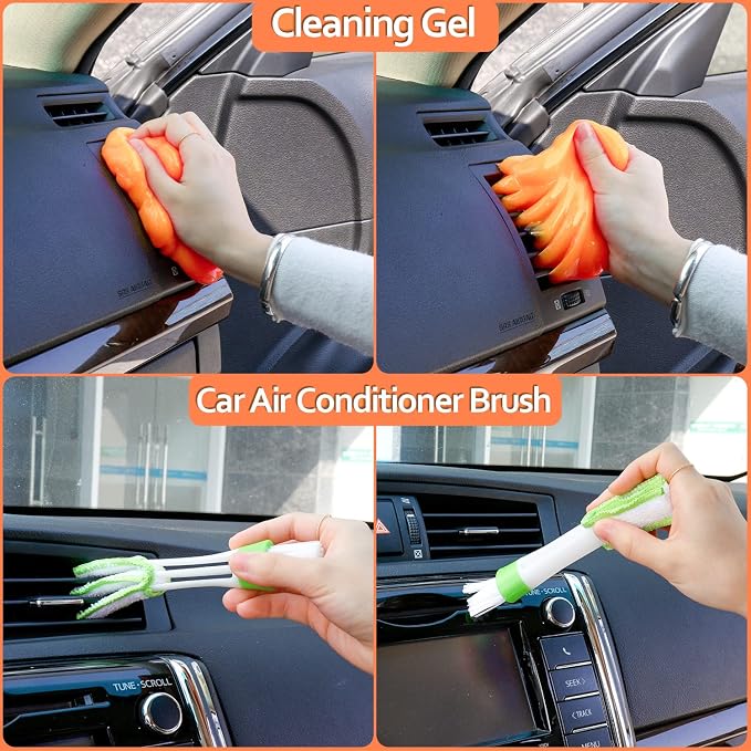 THINKWORK Car Detailing Kit, Microfiber Cleaning Tools with Storage Bag | Scratch-Proof Microfiber, 17Pcs Complete Set, Fits Most Vehicles, Dual Interior & Exterior Use, Orange, Ideal Gift