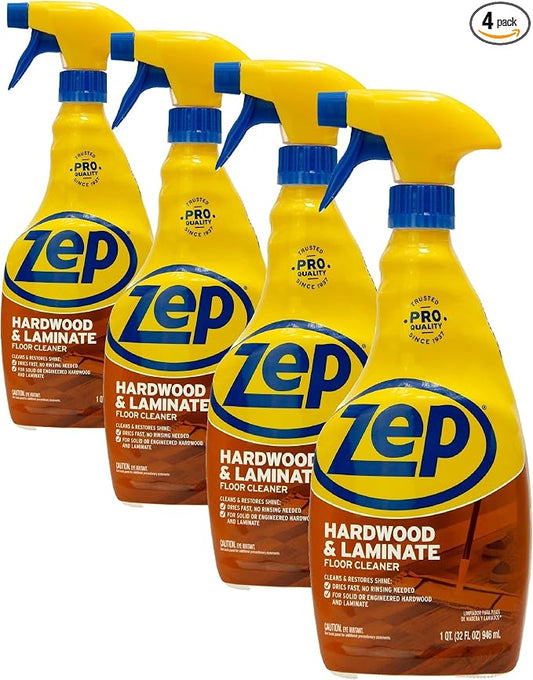Zep ZUHLF32 Hardwood and Laminate Floor Cleaner 32 ounces (Pack of 4)