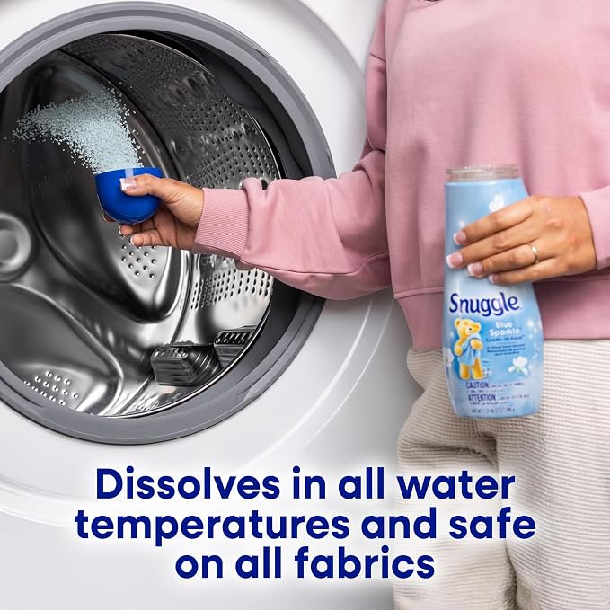Snuggle In Wash Scent Booster, Blue Sparkle, 21oz, 4-Pack | Fragrance enhancer for clothes, bedding and activewear, HE safe, Bead form, Works in all machines and water temperatures