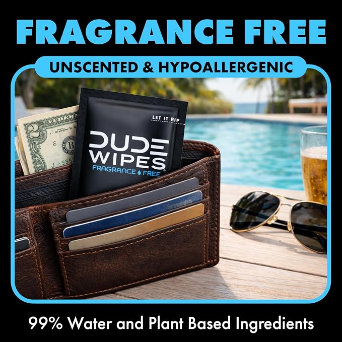 DUDE Wipes Double Deuce Unscented Travel Wipes - 2 Wipes per Pack (40 packs, 80 Count) - On-The-Go Adult Flushable Wipes for Sensitive Skin - Infused with Vitamin E and Aloe - Septic and Sewer Safe