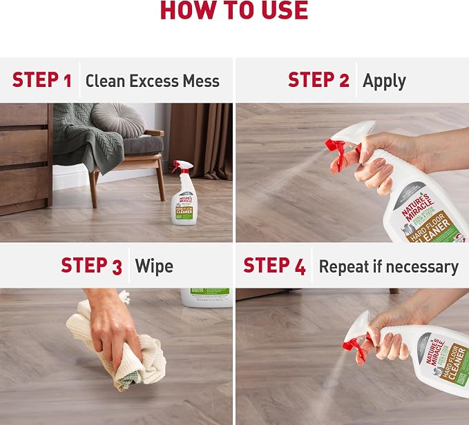 Nature's Miracle Hard Floor Cleaner,24 Ounces,Dual-Action Stain and Odor Remover Works to Remove Tough Pet Stains and Odors On Sealed Wood-and Hard Floor Surfaces,(Pack of 2)