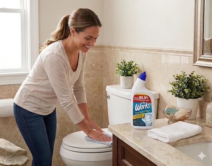 The Works Toilet Bowl Cleaner Disinfectant Removes Rust Lime Scale and Hard Water Stains Kills 99.9% of Household Bacteria 24 fl oz (Pack of 6)