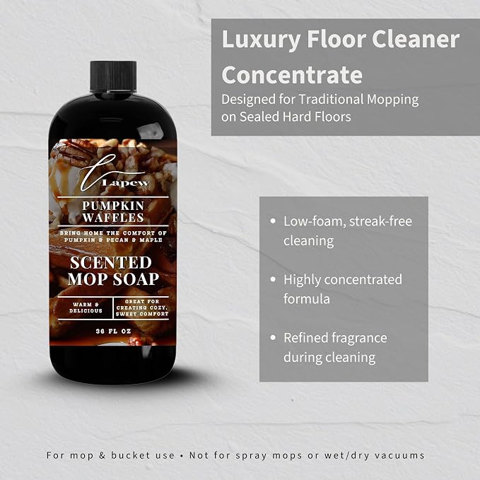 Lapew Pumpkin Waffles Scented Mop Soap - Luxury Floor Cleaner Concentrate for Mopping Tile, Laminate, Vinyl & Hardwood | Streak-Free, Low-Foam | 36 oz