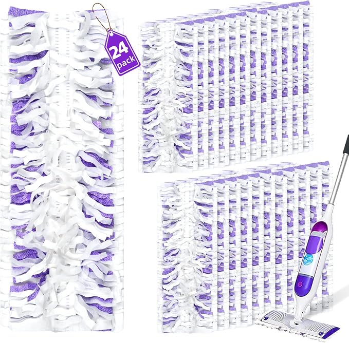 24 Count Disposable Power Mop™ Refills Compatible with Swiffer® Power Mop™ | Powermop™ Pads for Multi-Surface Refills Pads for Floor Cleaning, Unscented & Thickened