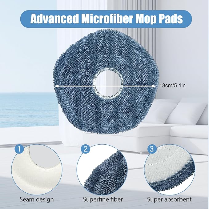 8Pcs X10 Pro Omni Mop Pads Accessories for Eufy X10 pro Omni – Washable Microfiber Mopping Cloth Refills, Reusable Replacement Pads for X10Pro Omni Robot Vacuum Cleaner