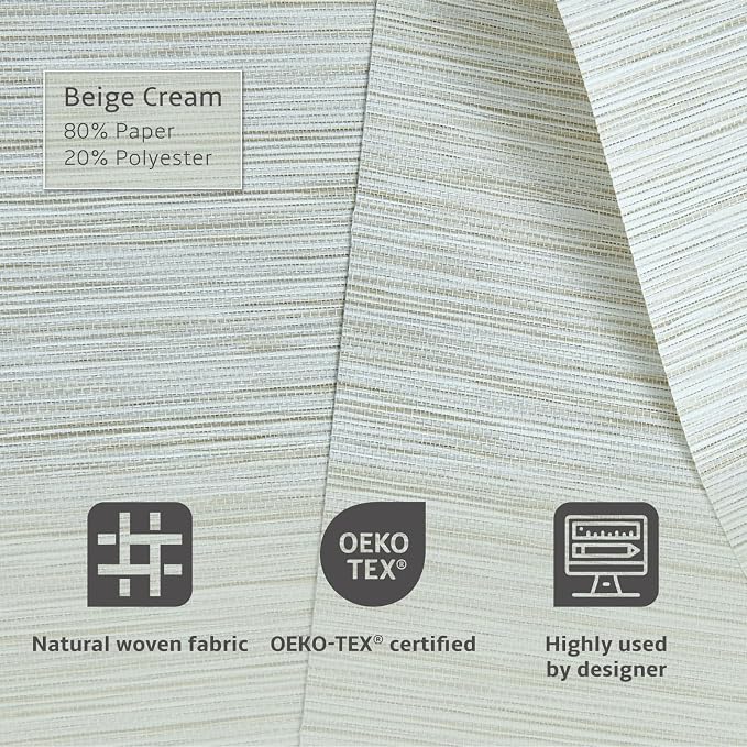 Replacement Fabric Panels for Sliding Glass Door (4-Pack, 23"x96"), Fabric Only, Natural Woven Blind Slats, Trimmable, Sheer, Track & Bottom Rail Not Included,Beige Cream