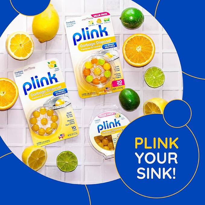 Plink 90 Garbage Disposer Cleaner and Deodorizer, Lemon, 20 Count