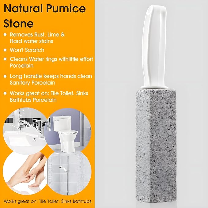Bexter 2-Pack Value Toilet Bowl Pumice Cleaner with Handle – Removes Hard Water Rings, Stains & Limescale – Multi-Surface Bathroom Cleaning Stone for Sink, Pool, Tile