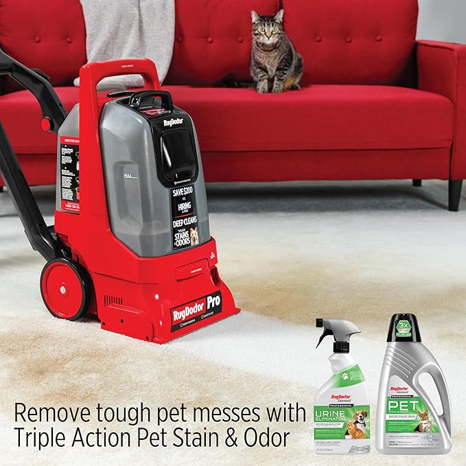 Rug Doctor Pro Deep Commercial Carpet Cleaner with Pet Cleaner Bundle | Includes 48 oz Pet Stain & Odor Solution and 22 oz Urine Eliminator Spray for Tough Pet Stains and Odors