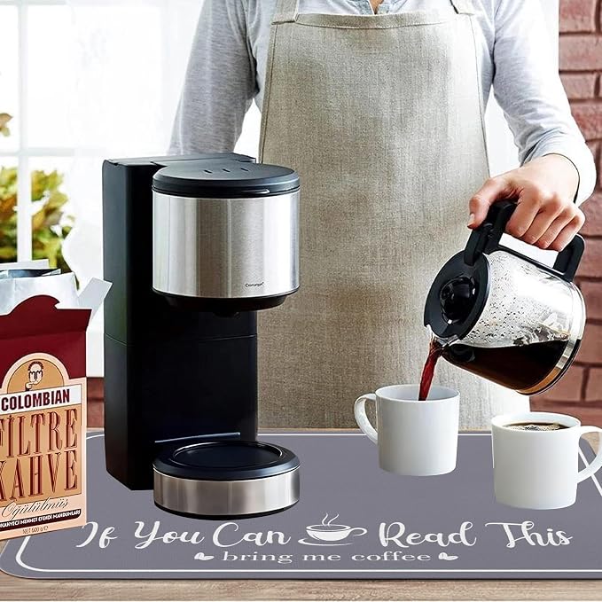 Coffee Bar Mat for Countertops 19inx12in,Absorbent Hide Stain Anti-Slip Cafe Bar Accessories Fit Under Coffee Machine Mat,dish drying mats for kitchen