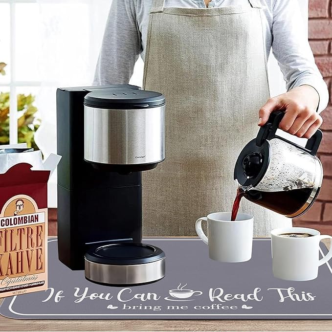 Coffee Bar Mat for Countertops 31.5inx17in,Absorbent Hide Stain Anti-Slip Cafe Bar Accessories Fit Under Coffee Machine Mat,Dish Drying mats for Kitchen