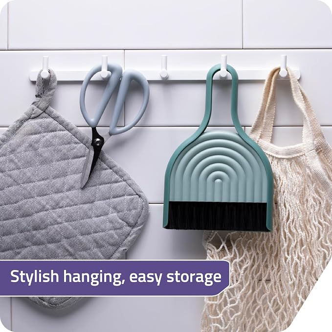 Peleg Design DustArch - Mini Dustpan and Brush Set, Small Dustpan and Broom with Modern Charm, Handheld Broom and Dustpan Set for Home, Office & Travel
