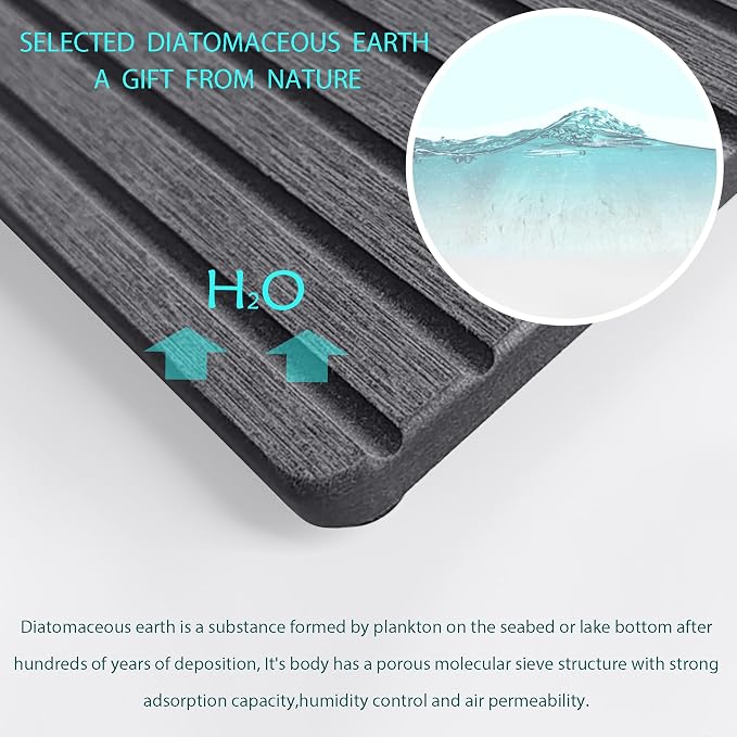 NiuYichee 2 PCS Water Absorbent diatomite Coasters, 7.1" x 3.5" Water Absorbing Stone Tray for Sink, Stone Drying mat for Kitchen Counter, Stone soap Tray Used for Hand Soaps & toiletries & Plants