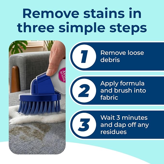 Carbona Oxy Powered Upholstery Cleaner with Brush & Sponge (13.5 Fl Oz), Stain Remover for Couches, Car Seats & Mattresses. Fast Formula, No Residue