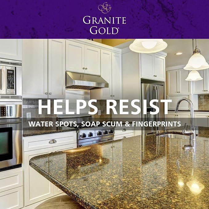 Granite Gold Polish Wipes Streak-Free Shine for Granite, Quartz, Marble, Travertine, Natural Stone Countertops, 18 Count, 1-Pack