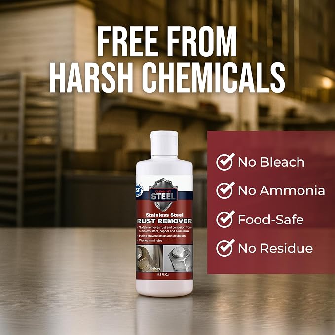 CLEAN MY STEEL Stainless Steel Rust Remover Cream 8.5 oz | NSF certified rust remover cream. Safe for home appliances and sinks