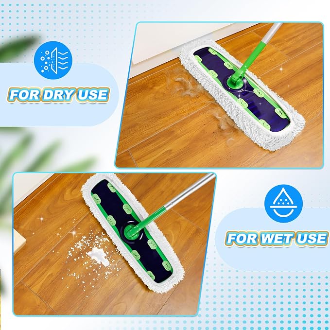 KEEPOW Reusable XL Wet Refills Compatible with Swiffer Sweeper XL, X-Large Dry Sweeping Cloths, Wet Mopping Cloths, Washable Microfiber XL Mop Pads Refills for Surface/Hardwood Floor Cleaning, 4 Pack | X-Large Dry Sweeping Cloths, Wet Mopping Cloths, W...