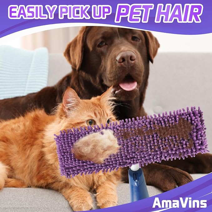 AmaVins 2 Pack Pet System Microfiber Sweeping Pad | Reusable Pet Replacement Mop Pad for Bona Mop, Multi-Surface Floors, 18 Inch Washable Cleaning & Dusting Pads