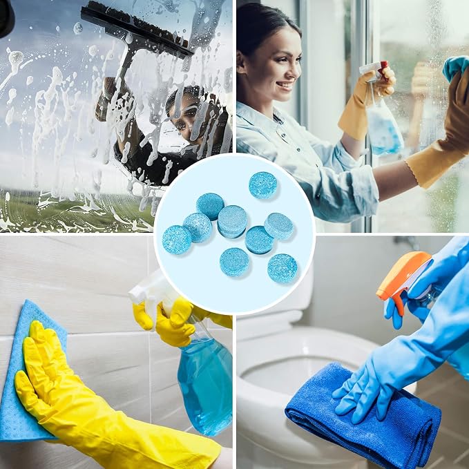Sukh Car Windshield Washer Tablets - Washer Fluid Tablets Glass Cleaner Concentrate Car Windshield Wiper Fluid Car Windshield Cleaner Automotive Glass Cleaner | 100pcs Windshield Wiper Fluid Concentrate Tablet for Automotive, Window, Glass Cleaning, Cl...