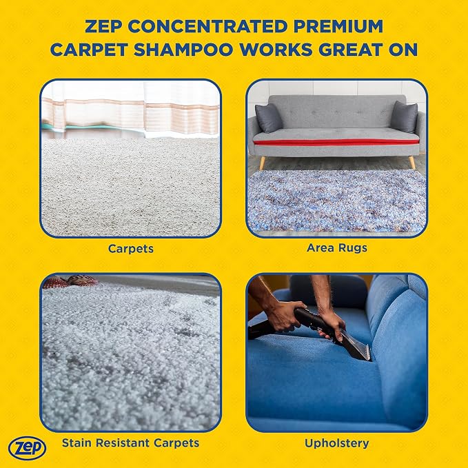 Zep Premium Carpet Shampoo - 1 Gal (Case of 4) - ZUPXC128 - Deep Cleaning and Stain Removal for Carpet Machines