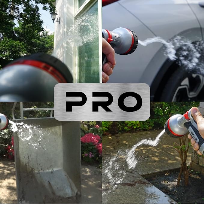 Eden PRO 94830 Metal Rear Trigger 6-Pattern Turbo Nozzle | Heavy-Duty Hose Sprayer for Garden, Lawn, Plants, Outdoor Cleaning, Durable Aluminum Core, Quick Connect Set Bundle