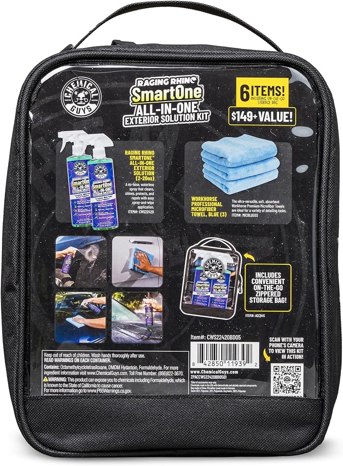 Chemical Guys, Raging Rhino All-in-One Exterior Spray Gift Set, 2 Pack | All-in-one waterless wash, quick detailer and spray wax, cleans and shines with a slick gloss, towels and storage bag