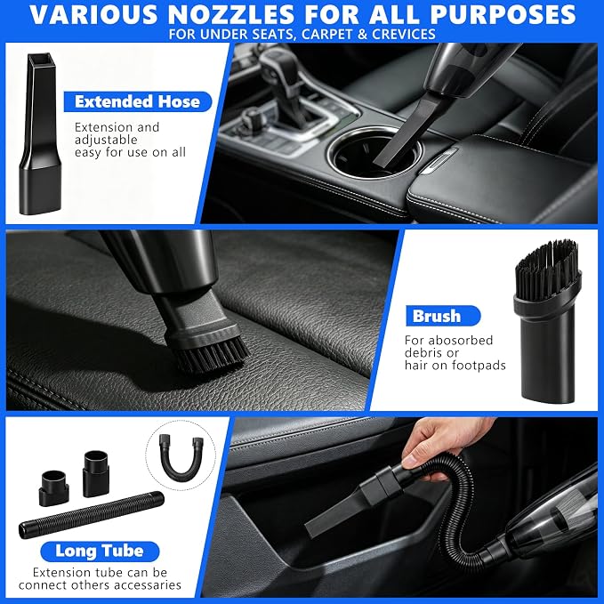 21PCS Car Detailing Kit Interior Cleaner - with Handheld Car Vacuum, Windshield Cleaning Tool, Detailing Brushes, Car Cleaning Supplies Kit for Women Men (Blue)