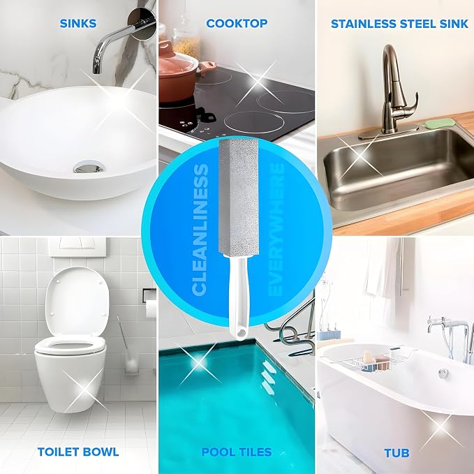 Bexter 2-Pack Value Toilet Bowl Pumice Cleaner with Handle – Removes Hard Water Rings, Stains & Limescale – Multi-Surface Bathroom Cleaning Stone for Sink, Pool, Tile