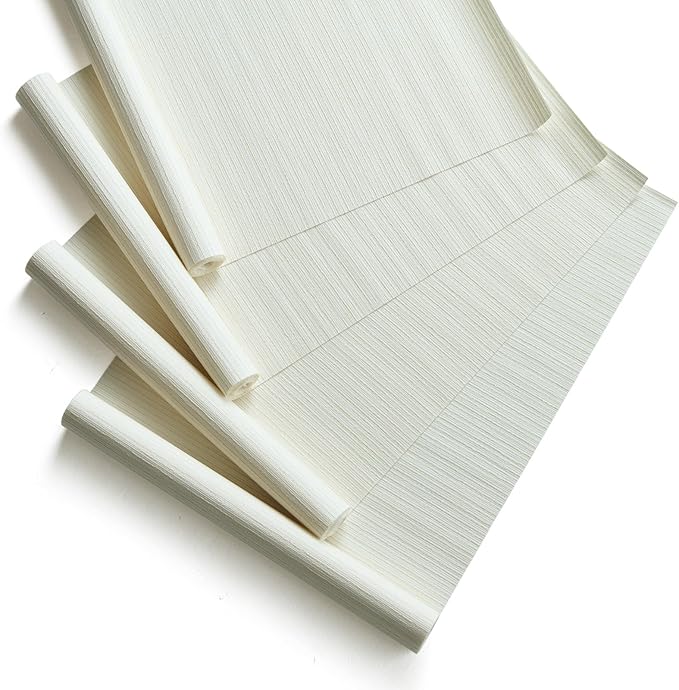 Replacement Fabric Panels for Sliding Glass Door (4-Pack, 23"x96"), Fabric Only, Natural Woven Blind Slats, Trimmable, Sheer, Track & Bottom Rail Not Included,Ivory White