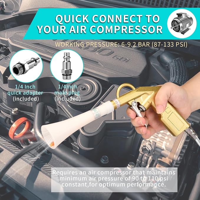 GOCCIDA Air Blow Gun Car Detailing Interior Car Cleaning Gun Car Dryer | Air Blower for Car Detailing Air Gun Car Dust Cleaner Air Compressor Blower Gun with Nozzle and Auto Detailing Dusting Brush