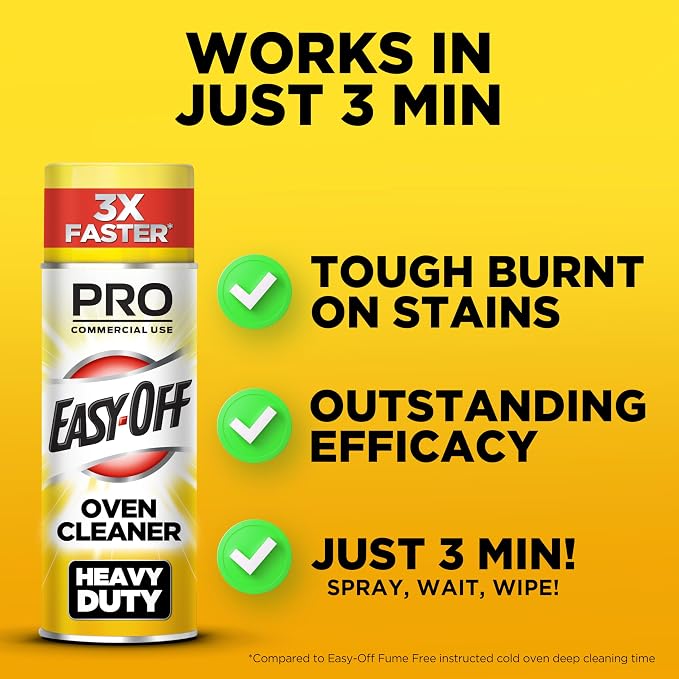 Easy-Off Professional Oven & Grill Cleaner, Removes Tough Burnt on Food and Grease, Lemon Scent, 24 Oz Can